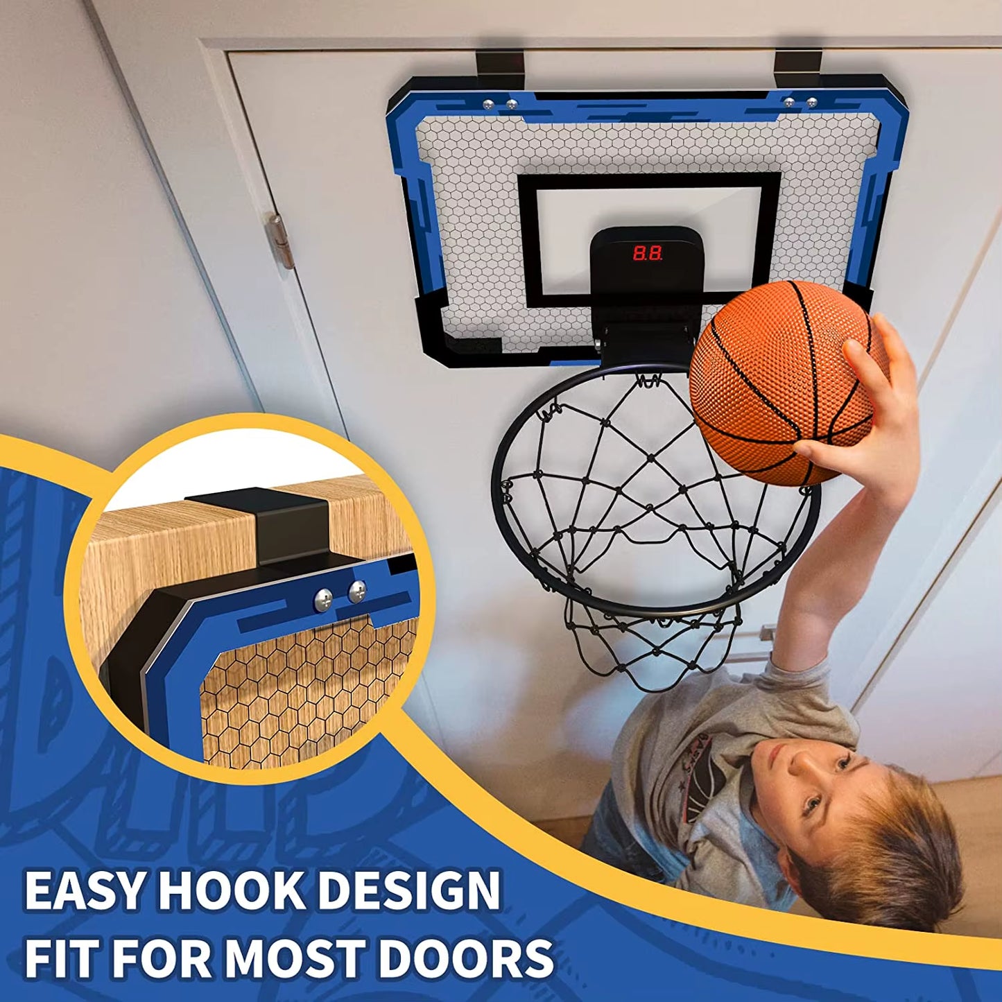 Ring Basketball Hoop Wall-Mounted Indoor Training Home Kids Basketball Toy Mini Basketball Hoop Set for Kids Outdoor Games