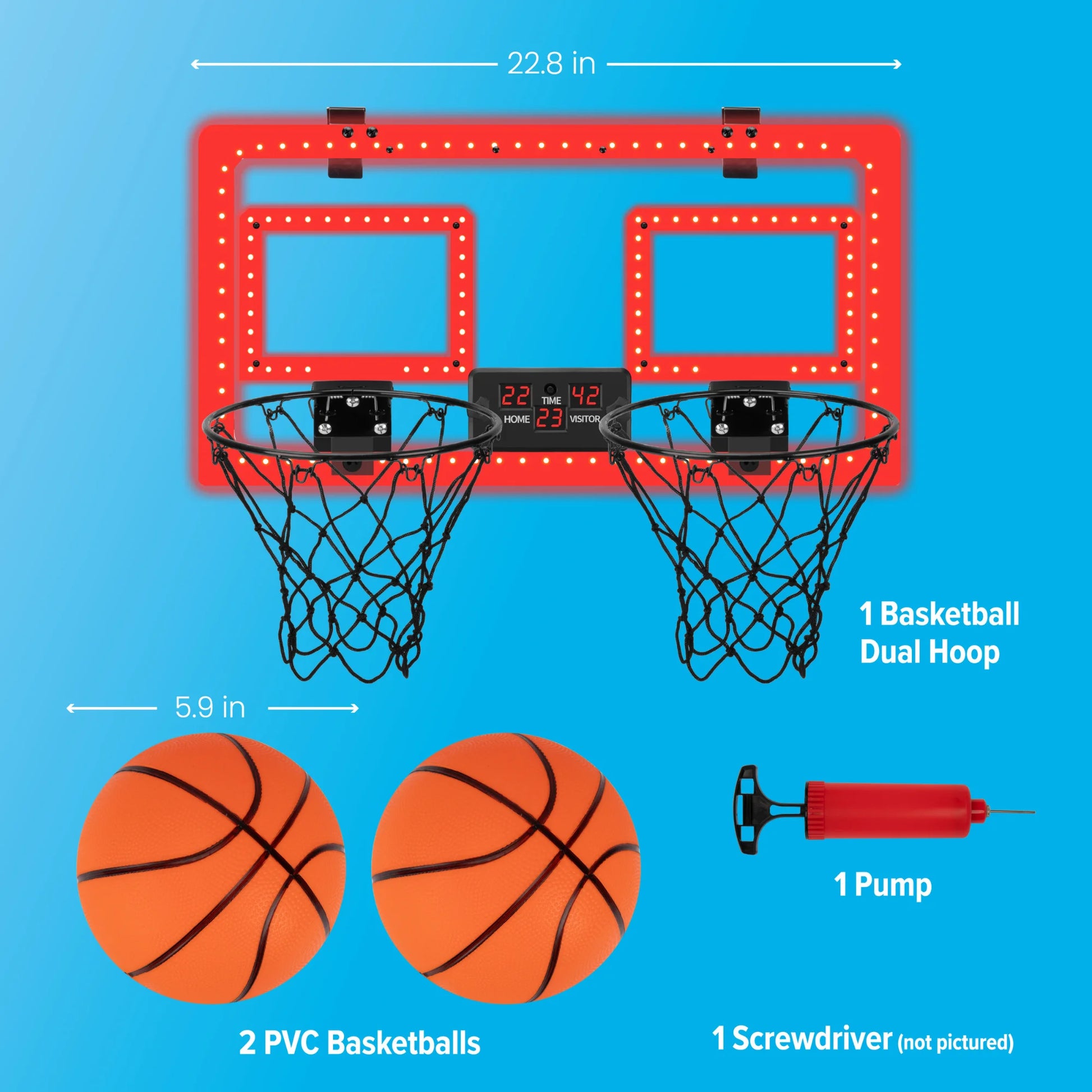 Over-The-Door Basketball Dual Hoop, Indoor Sports Game, Plastic, for All Ages, by