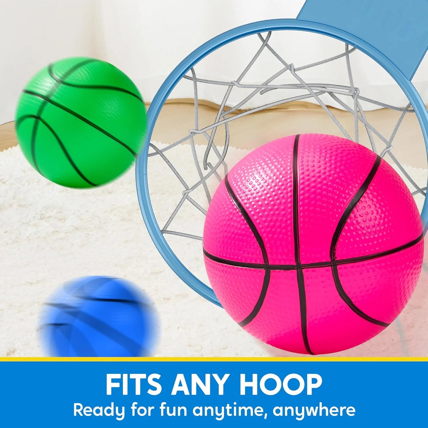 6 Pcs Mini Basketballs for Kids Colorful 5" Small Basketball Toys for over the Door Basketball Hoop Inflatable Rubber Ball for Indoor & Outdoor Sports, Party Favor Gifts for Toddler