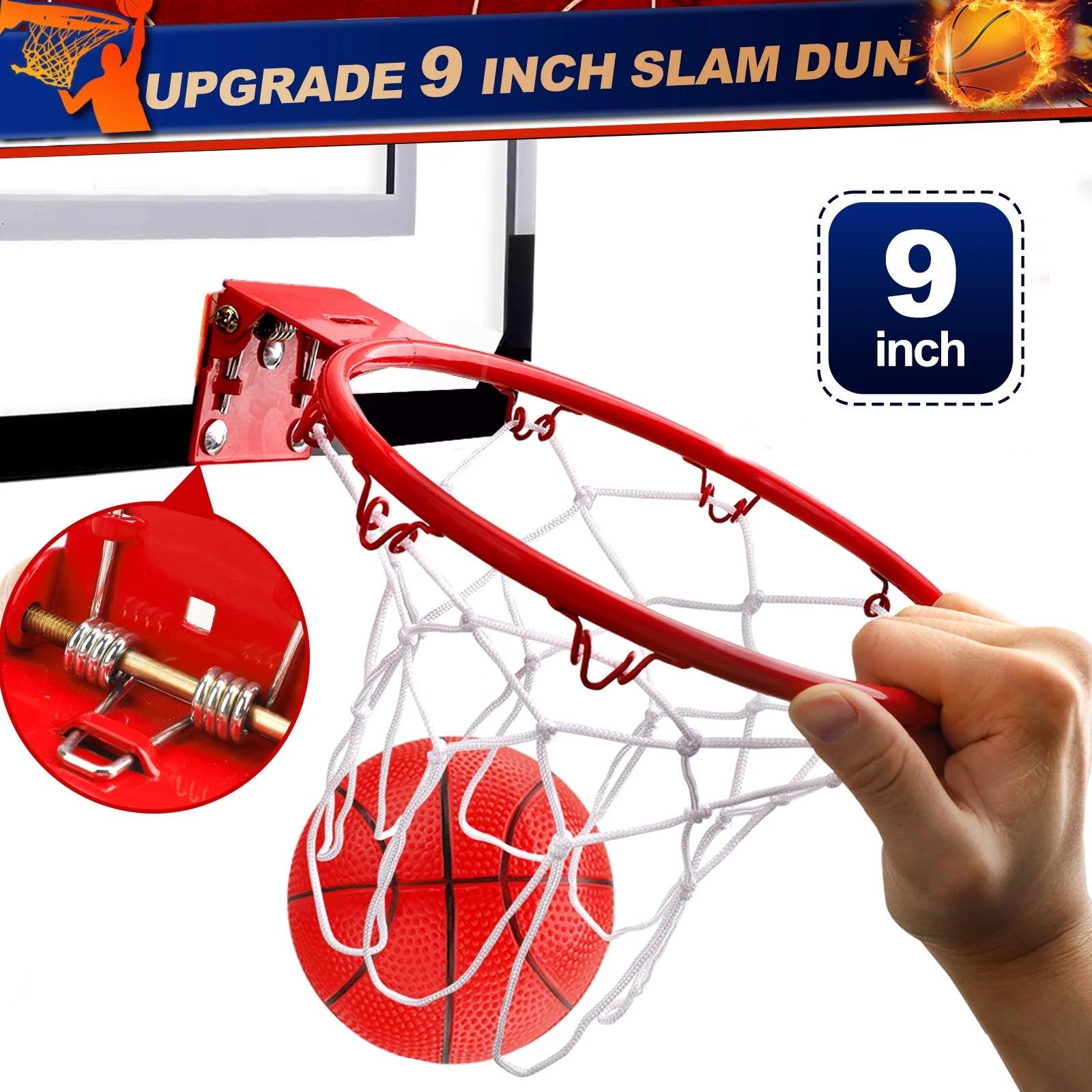Mini Basketball Hoop for Kids Adults, over the Door Basketball Hoop with 4 Replacement Balls, Indoor Pro Basketball Hoop